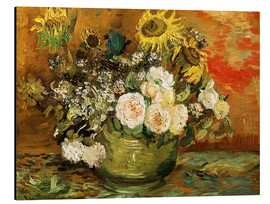 Stampa su alluminio  Roses and sunflowers - Vincent van Gogh