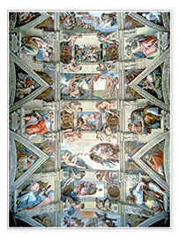 Poster  Cappella Sistina - Soffitto e lunette - Michelangelo