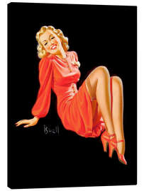 Stampa su tela  Pin Up - Lady in Red Dress - Al Buell