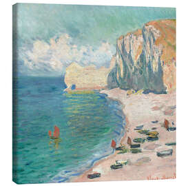 Stampa su tela  Falesie e spiaggia a Étretat - Claude Monet