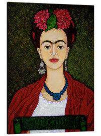 Stampa su alluminio  Ritratto di Frida Kahlo con dalie - Madalena Lobao-Tello