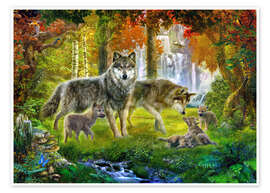 Poster  Summer Wolf Family - Jan Patrik Krasny