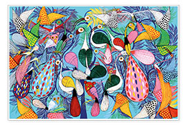 Poster  A flock of birds with butterflies - Allyys