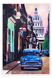 Poster  Cuban Oldtimer Street Scene in Havanna Cuba with Buena Vista Feeling - M. Bleichner