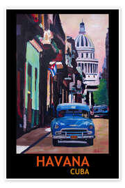 Poster  Vintage car street scene in Havana - M. Bleichner