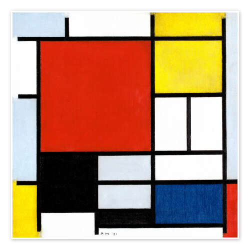 Poster Composizione con rosso, giallo, blu e nero