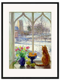 Stampa artistica con cornice  Ombre nella neve e un gatto - Timothy Easton