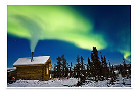 Poster  Northern Lights over a hut - Kevin Smith