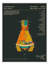 Poster  Space Capsule Patent (1963) - Jazzberry Blue