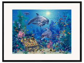 Stampa artistica con cornice  21010 Dolphin Family - Steve Read