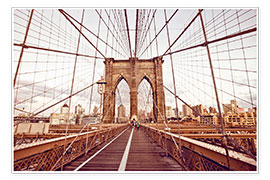 Poster  New York Brooklyn Bridge and city skyline