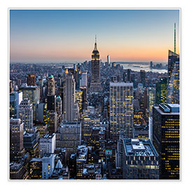Poster  New York - Empire State Building e grattacieli al tramonto