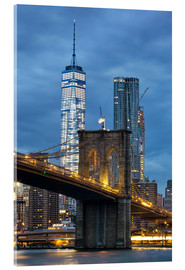 Stampa su vetro acrilico  Brooklyn Bridge at dusk