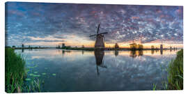 Stampa su tela  Kinderdjik Panorama windmills Netherlands - Dennis Stracke