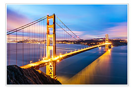 Poster  Sunrise over Golden gate bridge and San Francisco bay, California, USA - Matteo Colombo