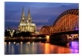 Stampa su vetro acrilico  Cologne Cathedral and Hohenzollern Bridge at night - Oliver Henze