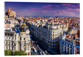 Stampa su vetro acrilico  Tramonto a Madrid, Spagna