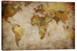 Stampa su tela  Mappa del mondo vintage (inglese)