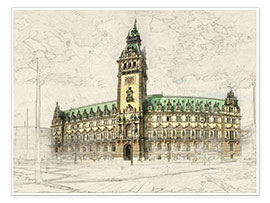 Poster  Hamburg, Rathaus - Peter Roder