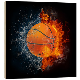 Stampa su legno  Pallone da basket in battaglia contro gli elementi