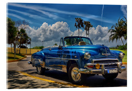 Stampa su vetro acrilico  Taxi blu vintage