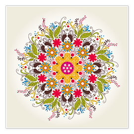 Poster  Florales Mandala auf Beige