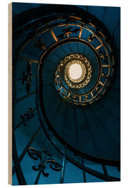 Stampa su legno  Spiral staircase in blue colors - Jaroslaw Blaminsky