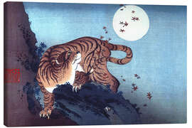 Stampa su tela  La tigre e la luna - Katsushika Hokusai