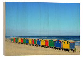 Stampa su legno  Capanne colorate sulla spiaggia di Muizenberg - HADYPHOTO