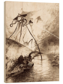 Stampa su legno  Martian Fighting Machine in the Thames Valley - Henrique Alvim Correa