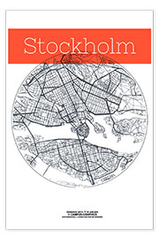 Poster  Cerchio della mappa di Stoccolma - campus graphics