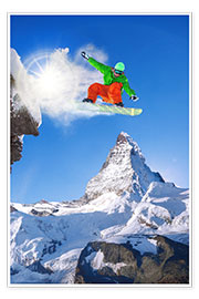 Poster  Snowboarder davanti al Cervino