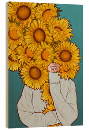 Stampa su legno  Happy Sunflowers - Paola Morpheus