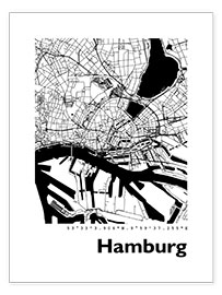 Poster  Mappa della città di Amburgo - 44spaces