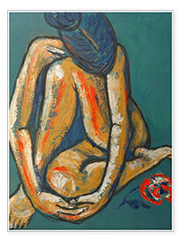 Poster  In Love - nude with rose - Carmen Tyrrell