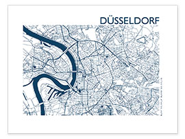 Poster  Mappa della città di Dusseldorf - 44spaces