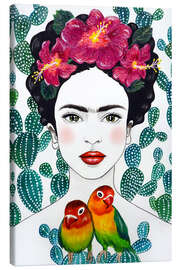 Stampa su tela  Frida Kahlo - Lovebirds - Mandy Reinmuth
