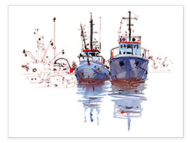 Poster Acquerello pescatore