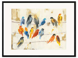 Stampa artistica con cornice  Pretty colorful birds on a leash - Albena Hristova